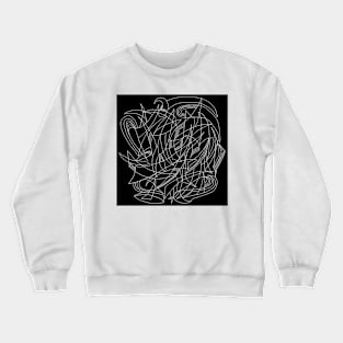 Overlapping Shapes, Fine Liner Drawing, White on Black Crewneck Sweatshirt